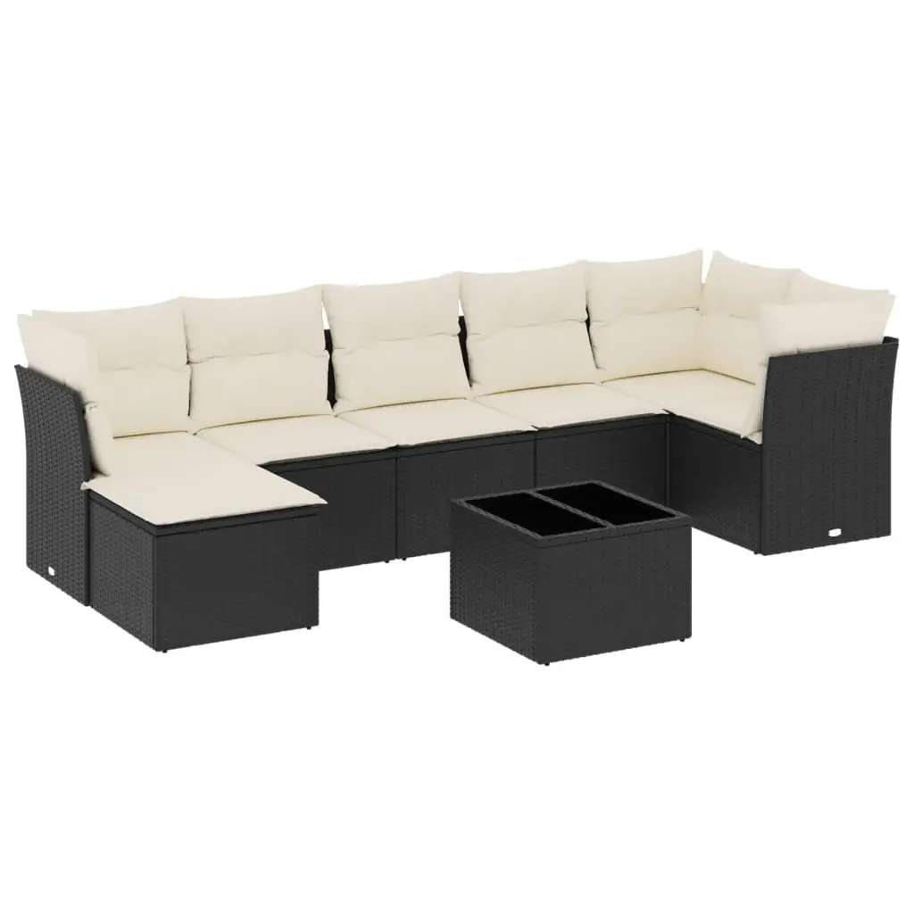 Garden Sofa Set Outdoor Furniture 8 Piece Black Poly Rattan Patio Sectional