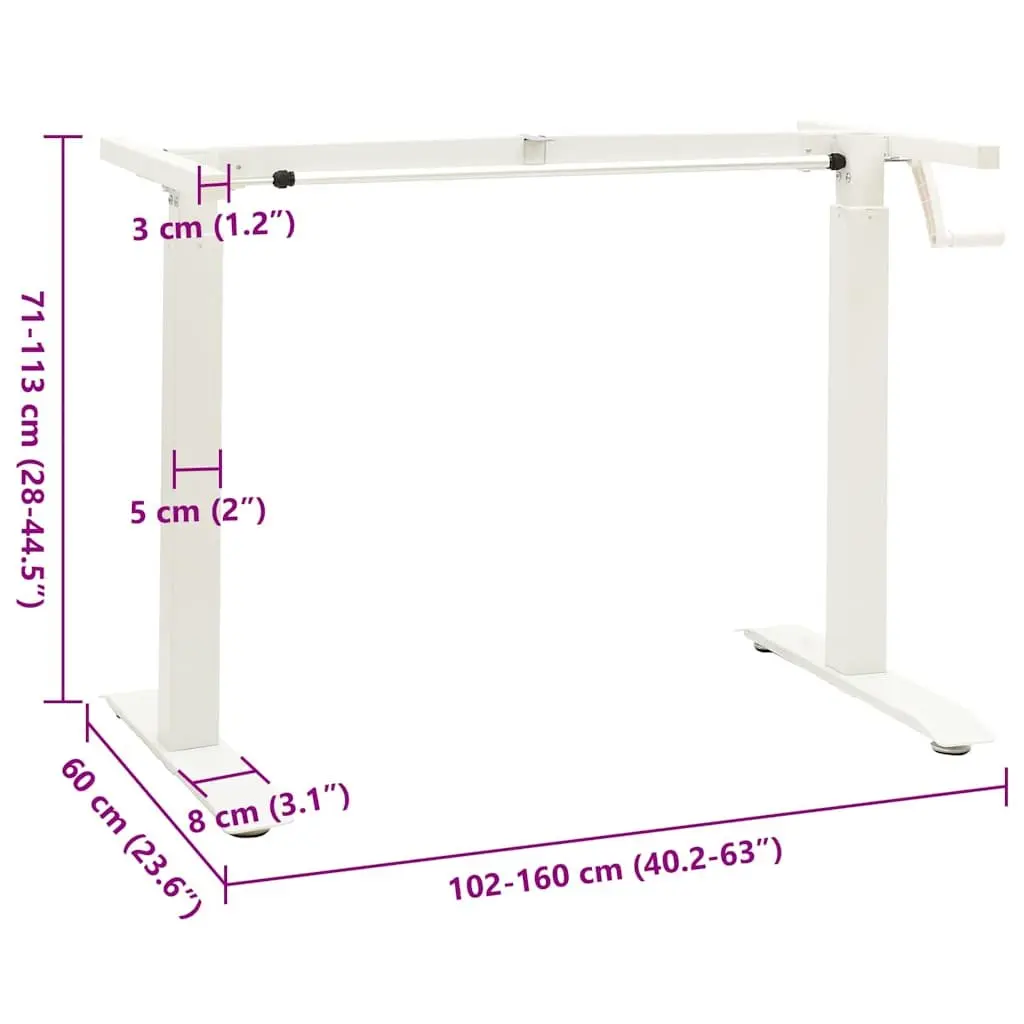 Manual Height Adjustable Desk Frame