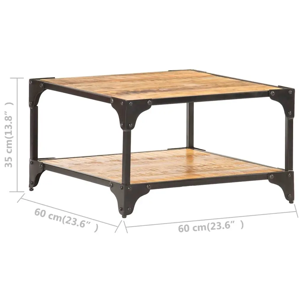 Coffee Table 60x60x35 cm Solid Mango Wood Storage Shelf Living Room Accent