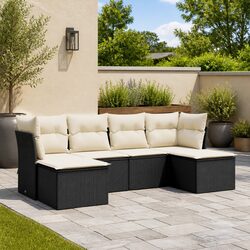 Garden Sofa Set Specifications: 6 Piece Black Rattan