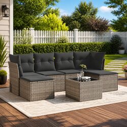 Specifications of 7 Piece Garden Sofa Set - Grey Poly Rattan