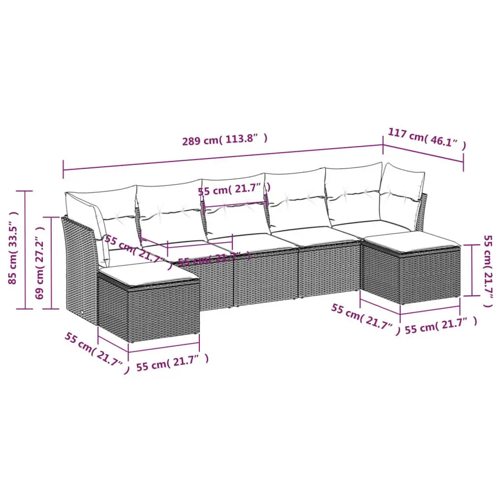 7 Piece Grey Garden Sofa Set