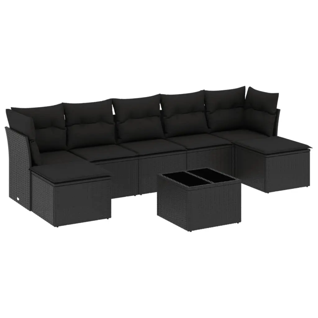 8 Piece Modular Garden Sofa Set with Cushions and Glass Top
