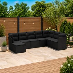 Specifications of 8 Piece Garden Sofa Set in Black Rattan