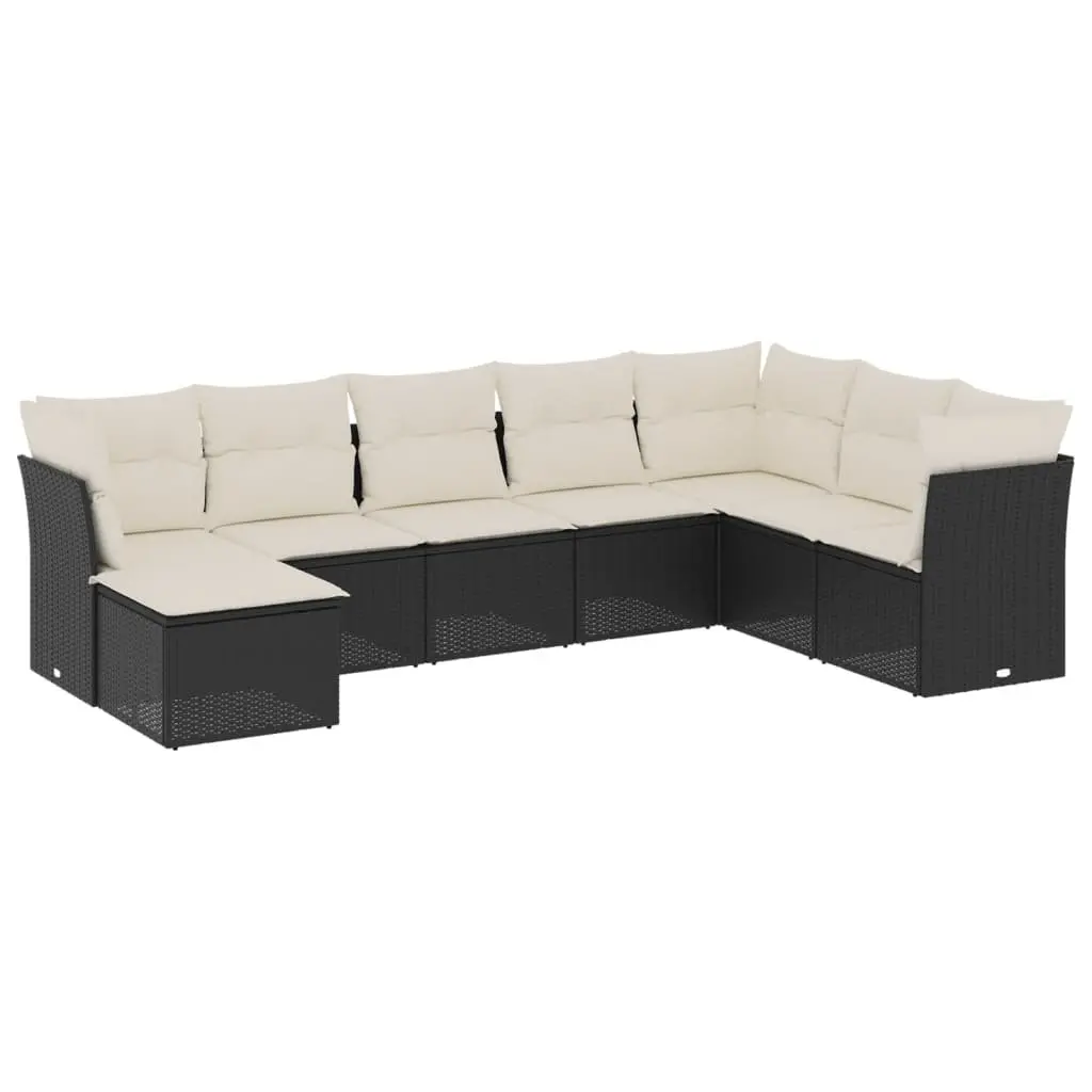 Garden Sofa Set Outdoor Furniture Patio Seating 8 Piece Black with Cushions