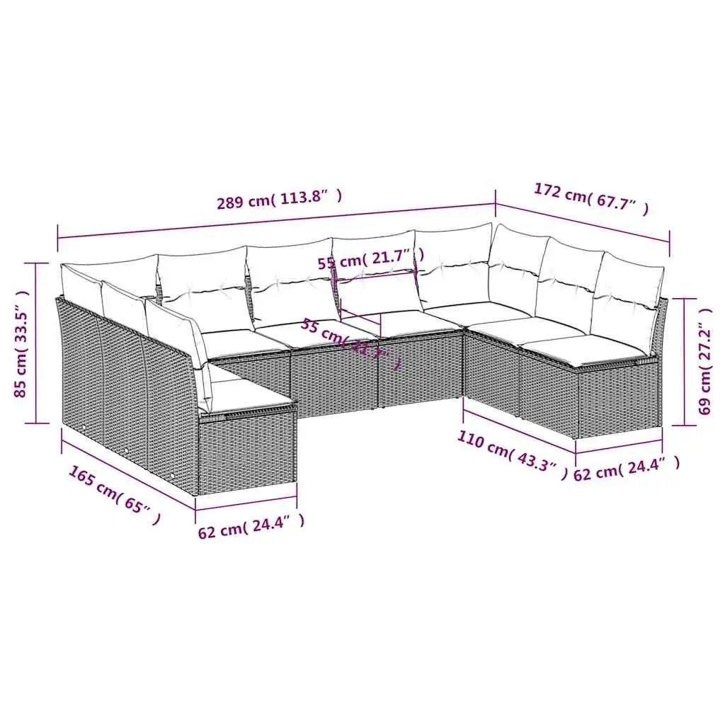 9-Piece Modular Outdoor Sofa Set