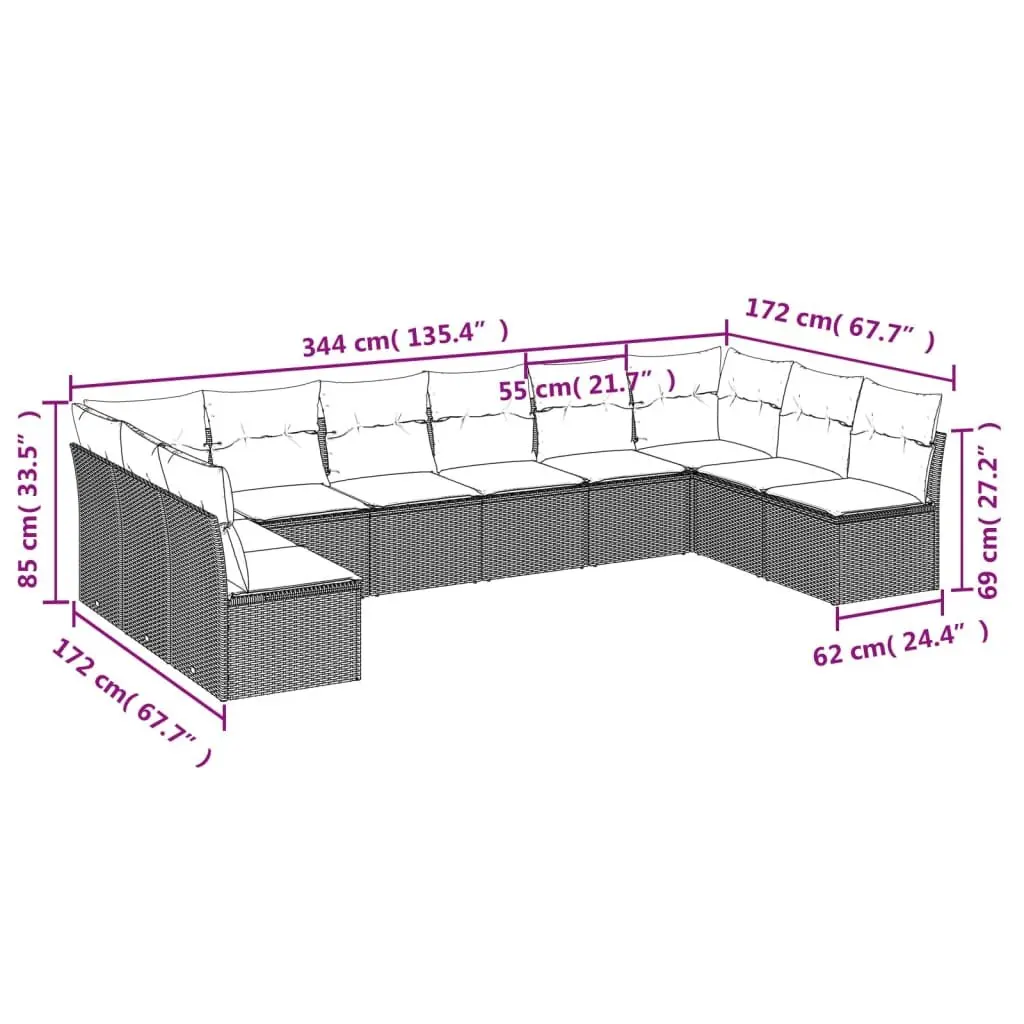 10-Piece Modular Outdoor Sofa Set