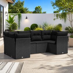 Specifications of 6-Piece Black Rattan Garden Sofa Set