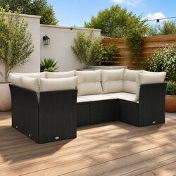Specifications for 6 Piece Outdoor Black Poly Rattan Sofa Set
