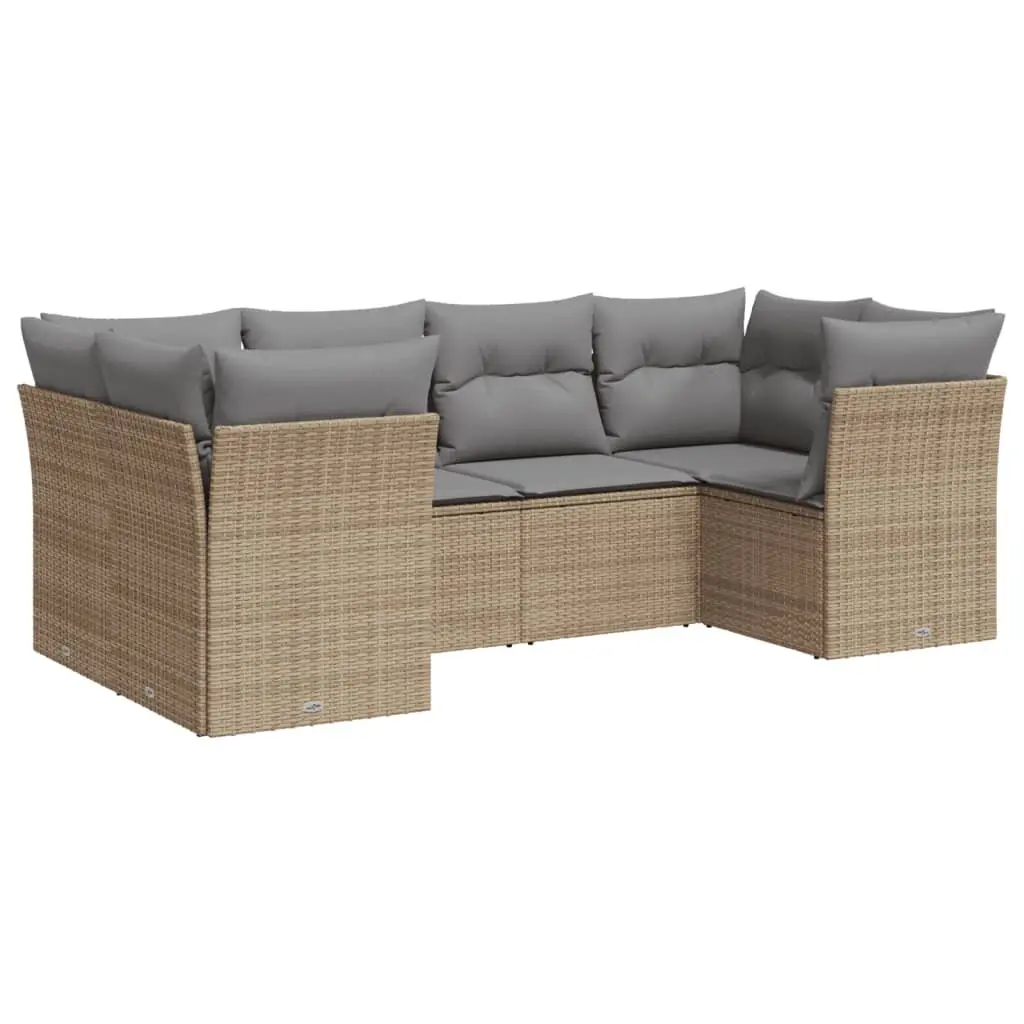 Garden Sofa Set Outdoor Furniture 6 Piece Patio Sectional Beige with Cushions