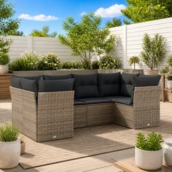 Garden Sofa Set Specifications: 6 Piece Modular Grey