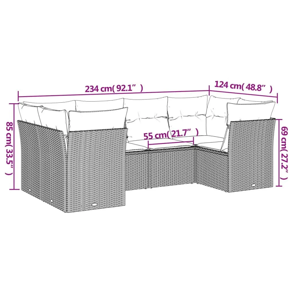 Garden Sofa Set 6 Piece Outdoor Furniture Patio Seating Grey with Cushions