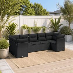 Garden Sofa Set 7 Piece Outdoor Furniture Patio Seating Black Modular with