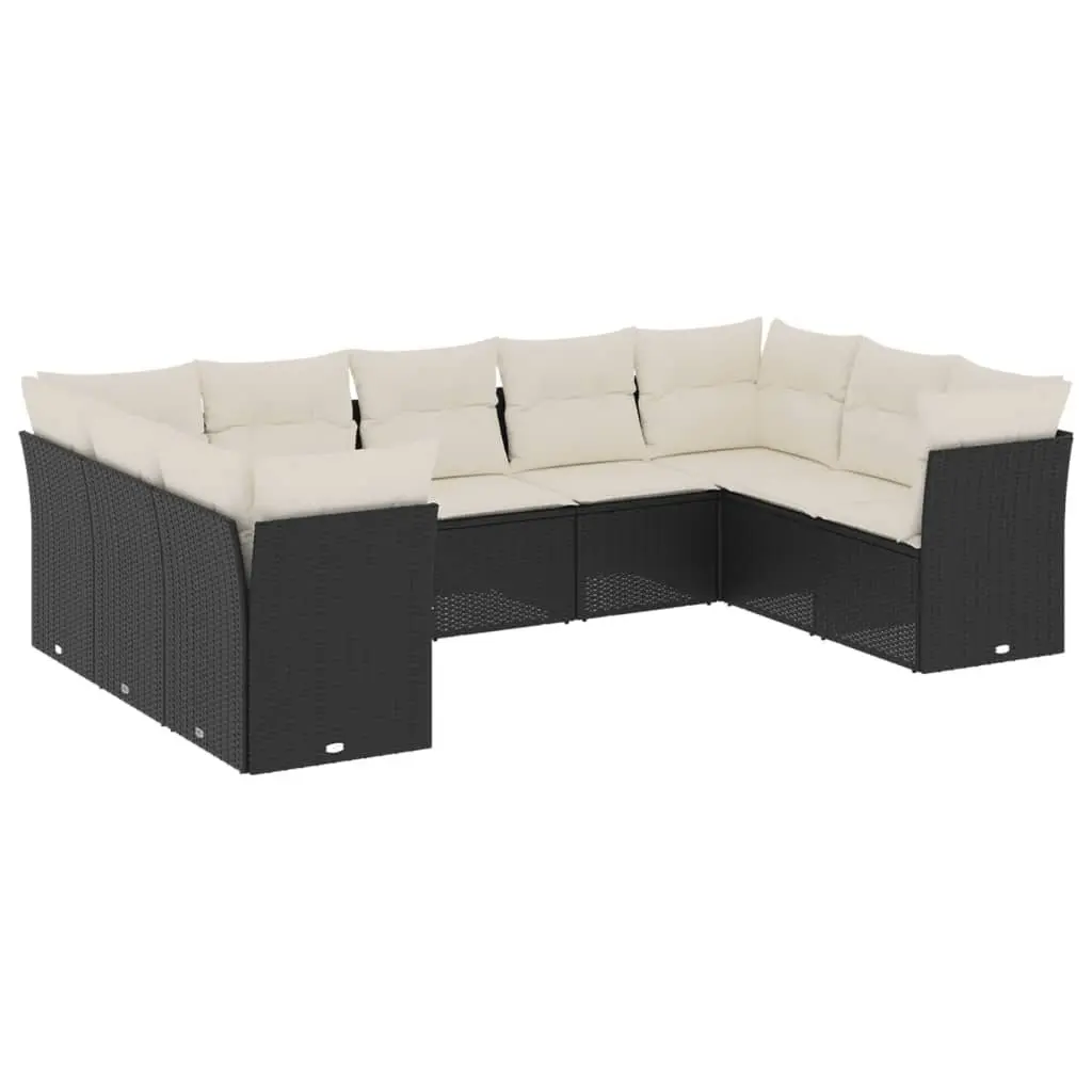 Garden Sofa Set Outdoor Furniture Patio Modular 9 Piece Black Poly Rattan