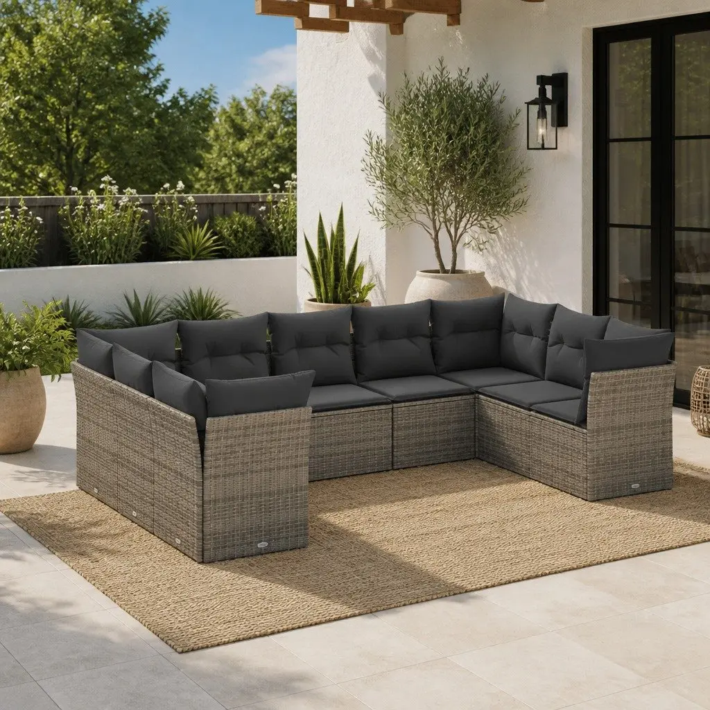 Garden Sofa Set Outdoor Furniture 9 Piece Grey