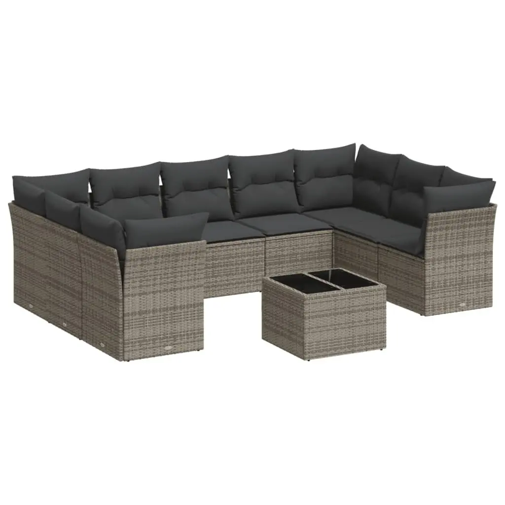 Garden Sofa Set Outdoor Furniture 10 Piece Grey Poly Rattan Modular Patio