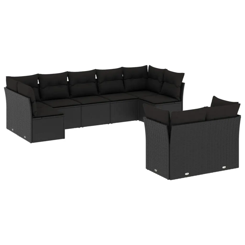9 Piece Black Rattan Sofa Set