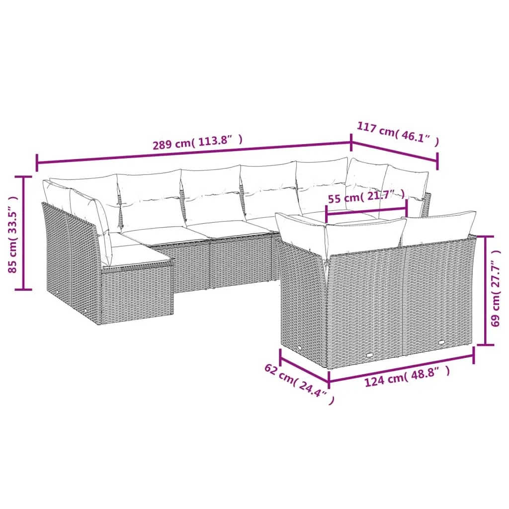 Garden Sofa Set 9 Piece Outdoor Furniture Patio Lounge Seating