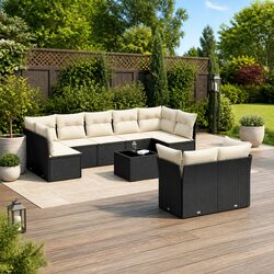Specifications of 10 Piece Outdoor Sofa Set in Black Rattan
