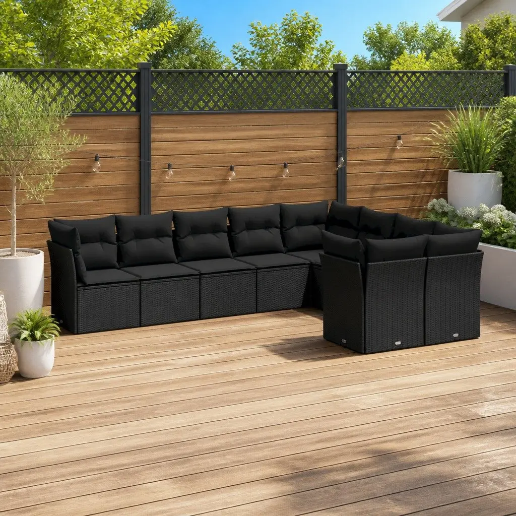 Outdoor Garden Sofa Set Modular Patio Furniture 9 Piece Black