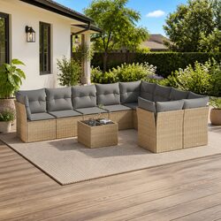 Specifications of 10 Piece Outdoor Sofa Set with Cushions