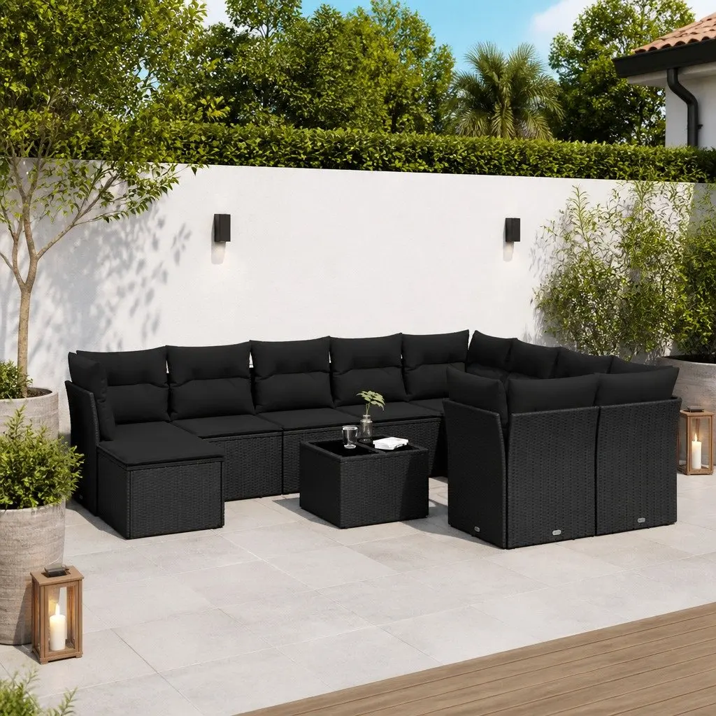 Garden Sofa Set 10-Piece PE Rattan with Cushions