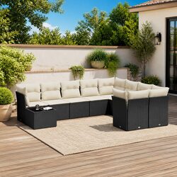 Garden Sofa Set Specifications: 10 Piece Black Rattan