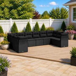 Specifications of the 10-Piece Black Garden Sofa Set