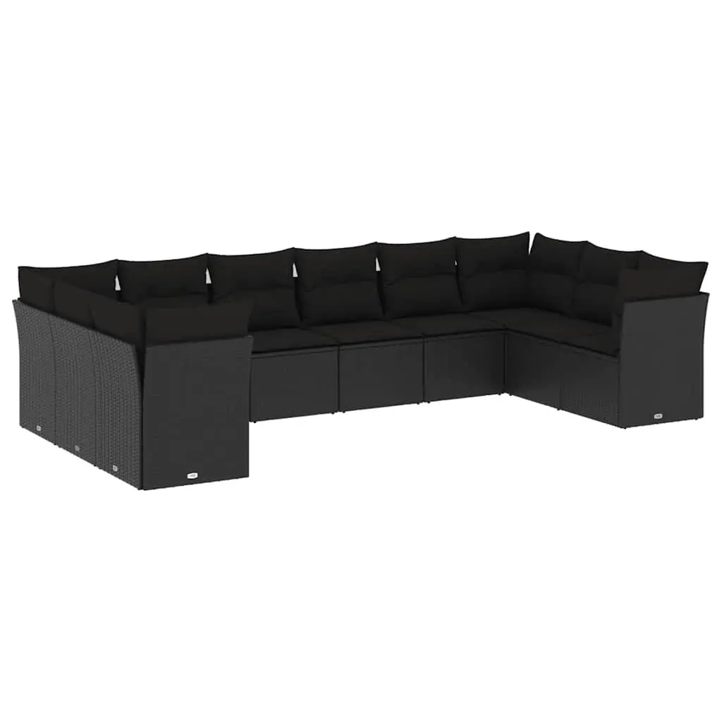 10-Piece Black Garden Sofa Set