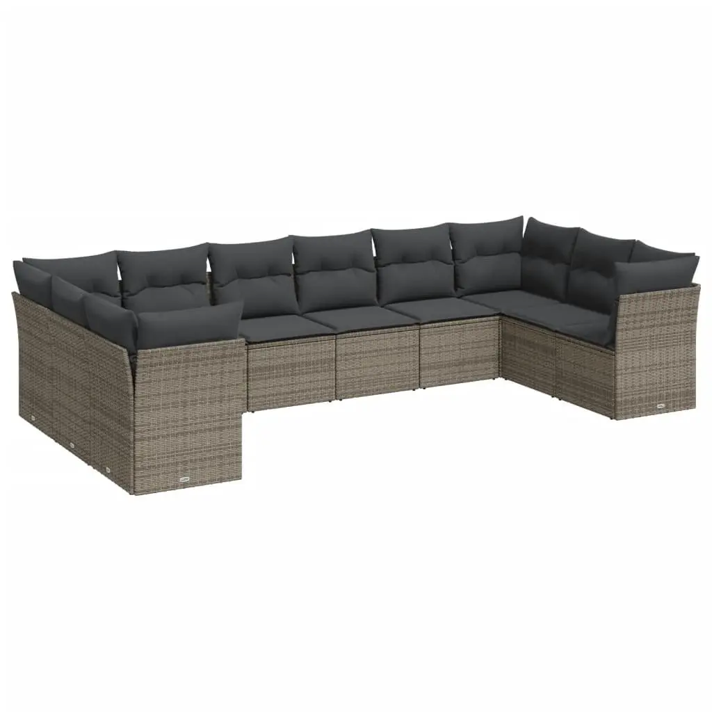 Garden Sofa Set Outdoor Furniture 10 Piece Patio Sectional Grey Cushions
