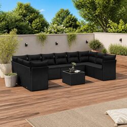 11 Piece Black Poly Rattan Outdoor Sofa Set Specifications