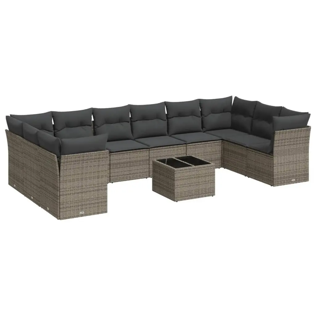Grey Poly Rattan Garden Sofa Set
