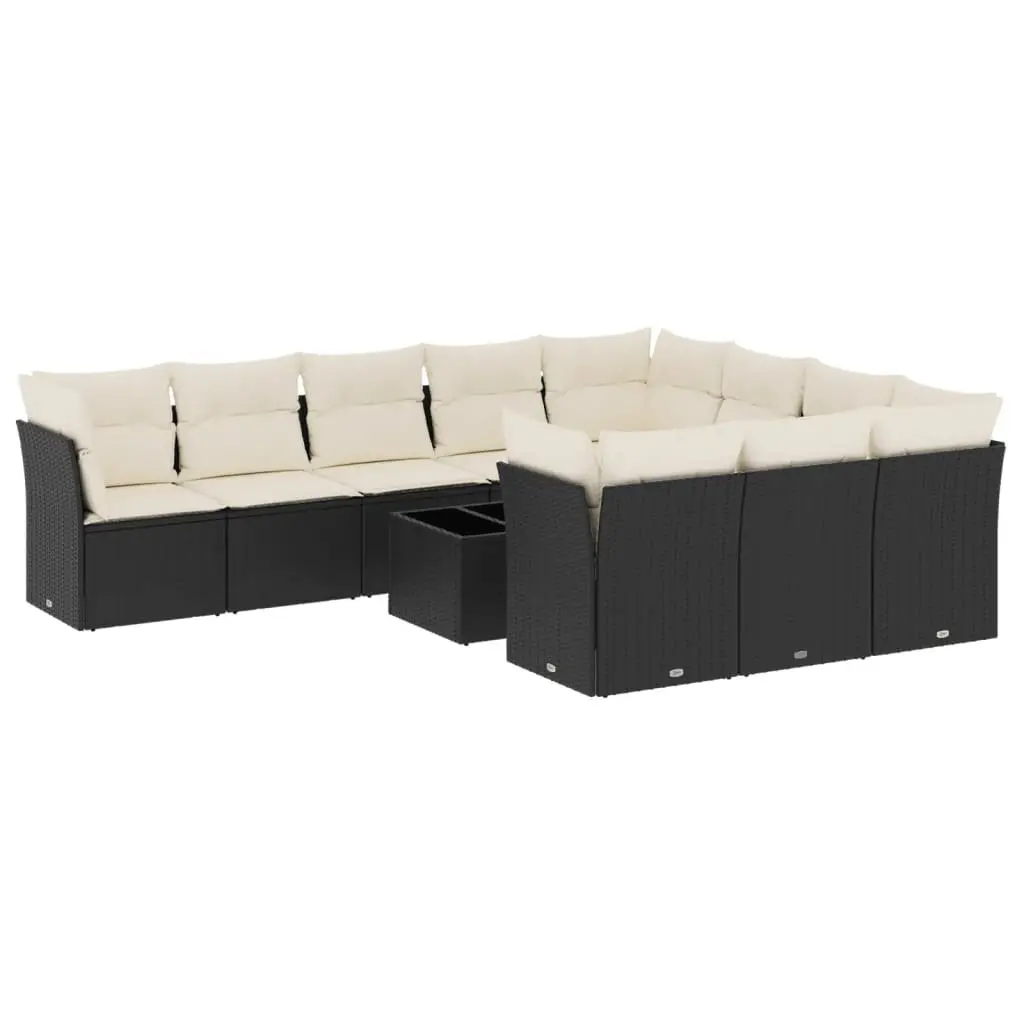 11-Piece Black Garden Sofa Set