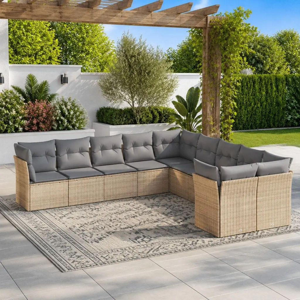 10 Piece Outdoor Garden Sofa Set Modular Patio Furniture Beige