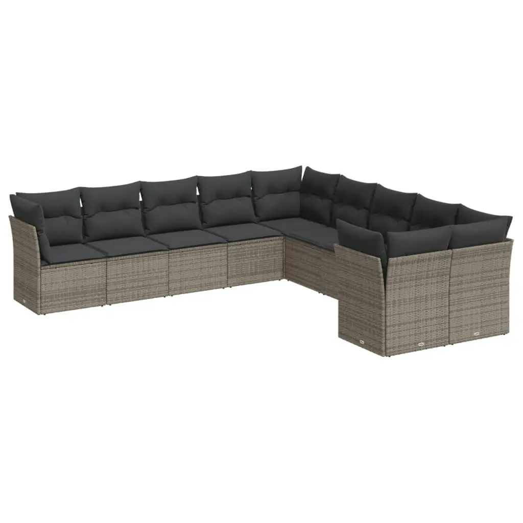 Garden Sofa Set Outdoor Furniture Grey 10 Piece Poly Rattan Patio Lounge