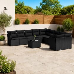 Specifications of 11-Piece Black Poly Rattan Sofa Set