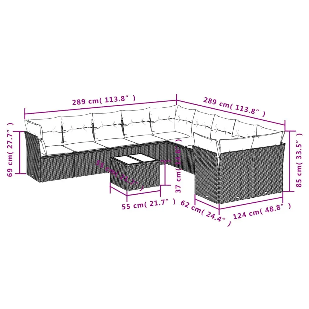 11-Piece Modular Garden Sofa Set