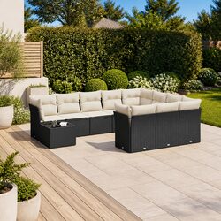 Garden Sofa Set Specifications: 11 Pieces in Black Rattan