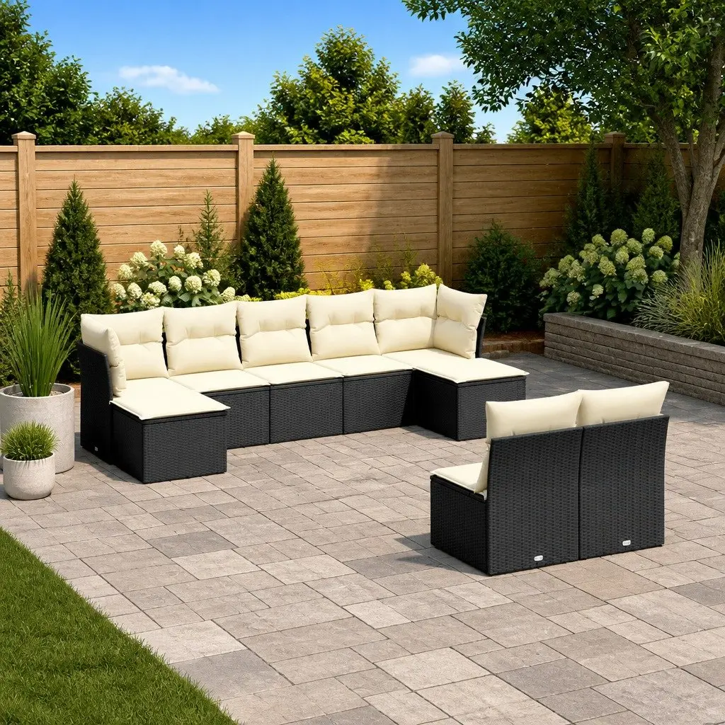 Garden Sofa Set Outdoor Furniture Patio Seating 9 Piece Black