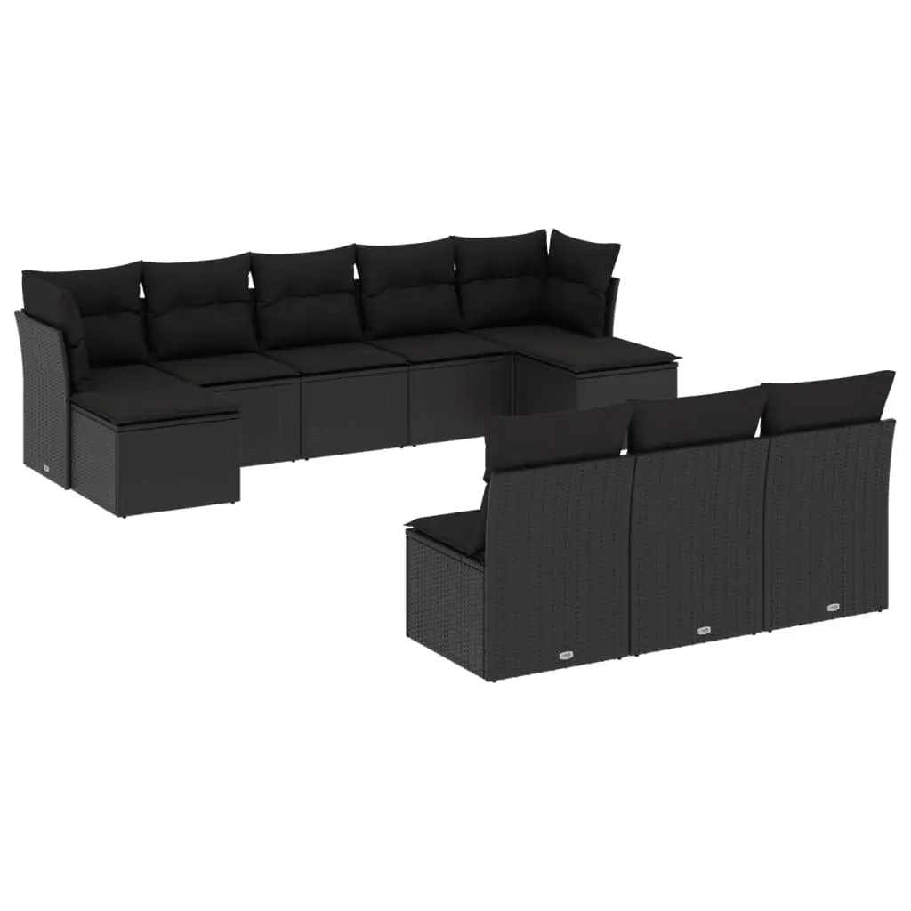 Garden Sofa Set 10 Piece Outdoor Furniture Patio Lounge Black Modular Rattan