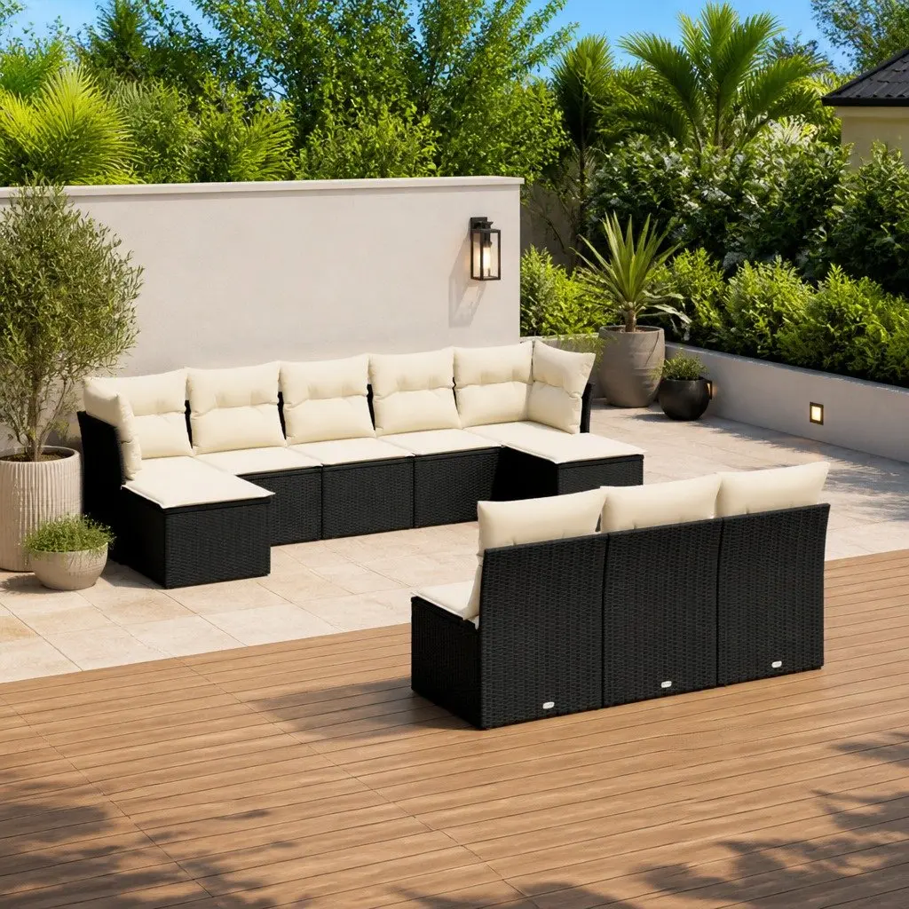 10 Piece Garden Sofa Set Outdoor Patio Furniture Modular Sectional with Cushions