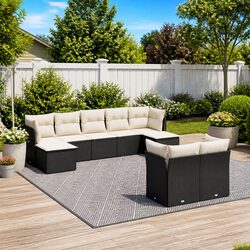 Specifications for 9-Piece Modular Black Garden Sofa Set