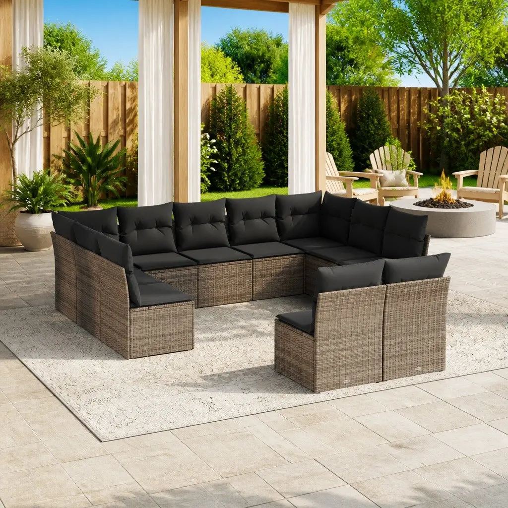 11 Piece Grey Garden Sofa Set