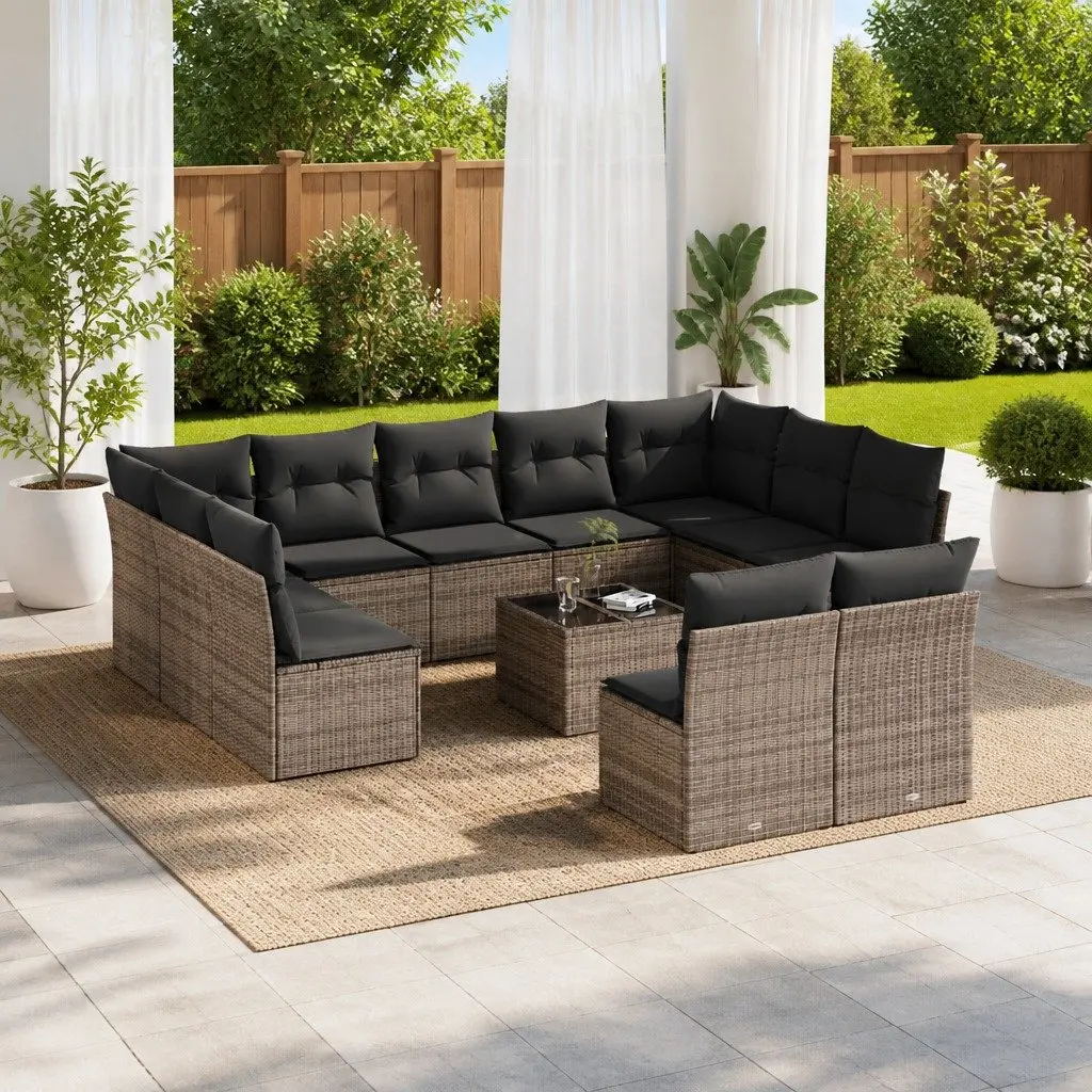 Garden Sofa Set 12 Piece Outdoor Furniture Patio Seating Grey with Cushions