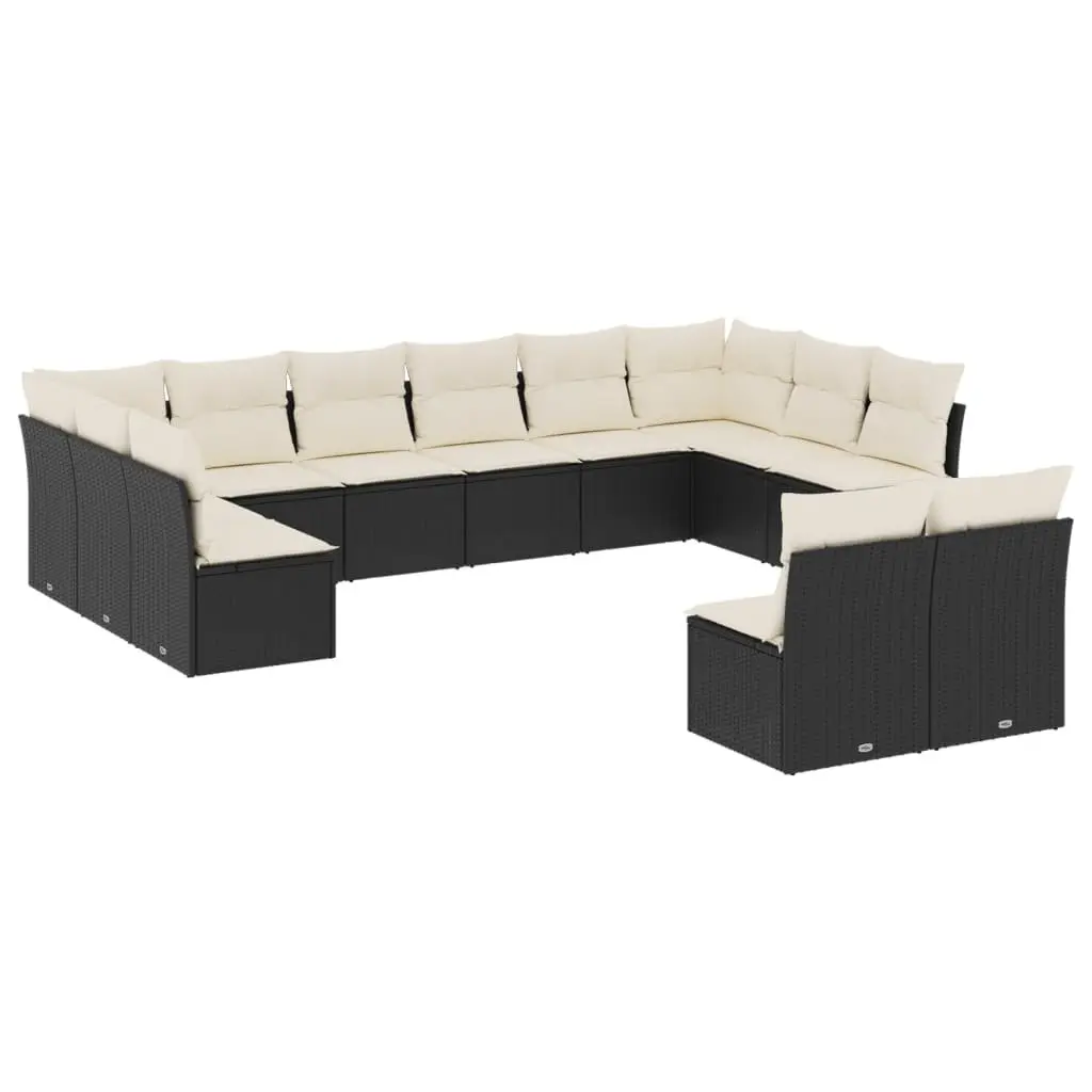 Garden Sofa Set Outdoor Furniture Modular 12 Piece Black Poly Rattan