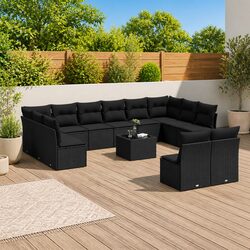 Specifications for 13-Piece Black Poly Rattan Sofa Set