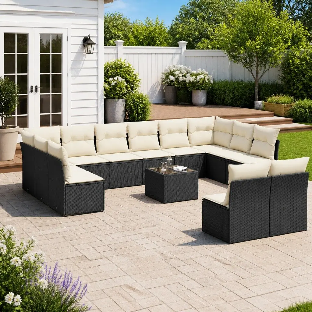 13 Piece Garden Sofa Set, Black