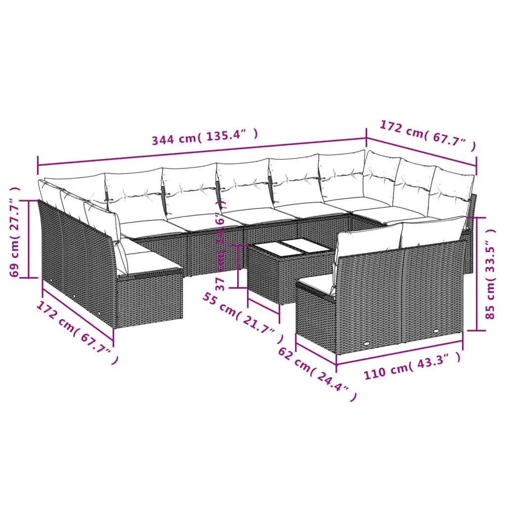 13 Piece Garden Sofa Set, Black