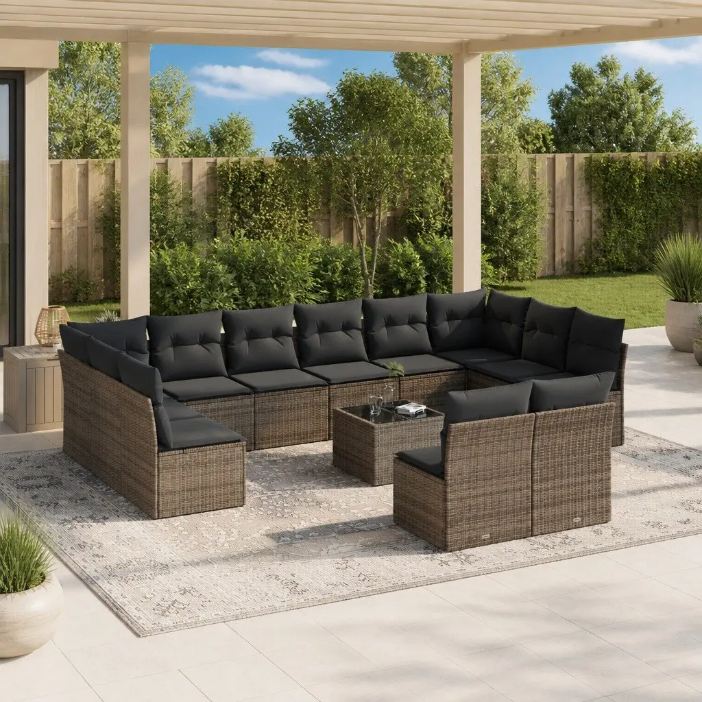 Garden Sofa Set 13 Piece Outdoor Furniture Grey Poly Rattan Patio Lounge