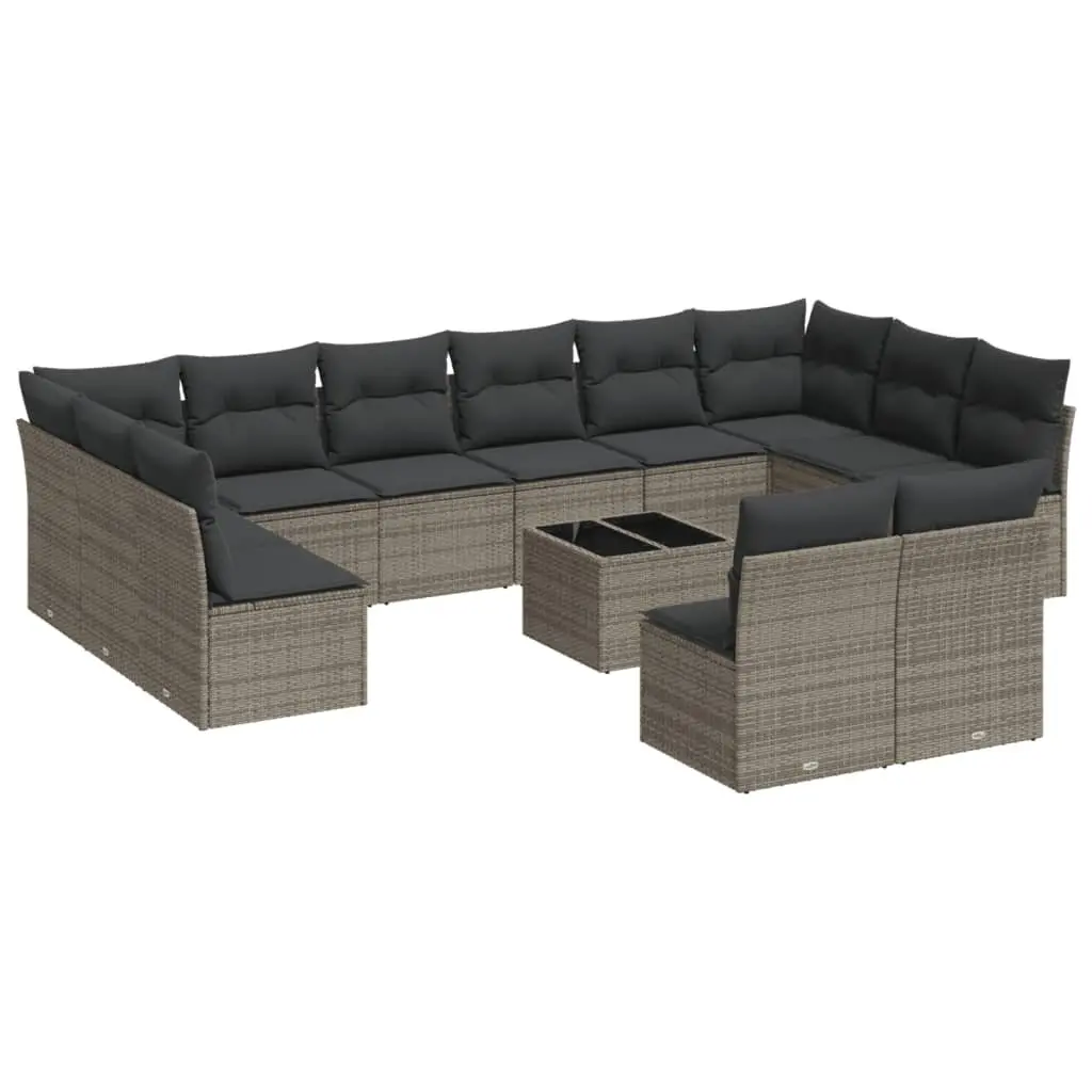 Garden Sofa Set 13 Piece Outdoor Furniture Grey Poly Rattan Patio Lounge